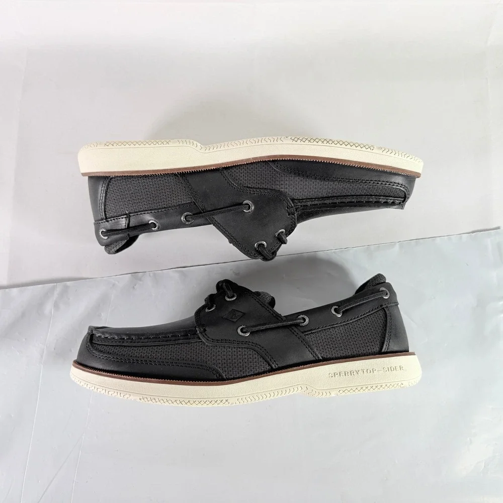Sperry Surveyor 2-Eye Black Men Boat Shoe Size 9 New‎